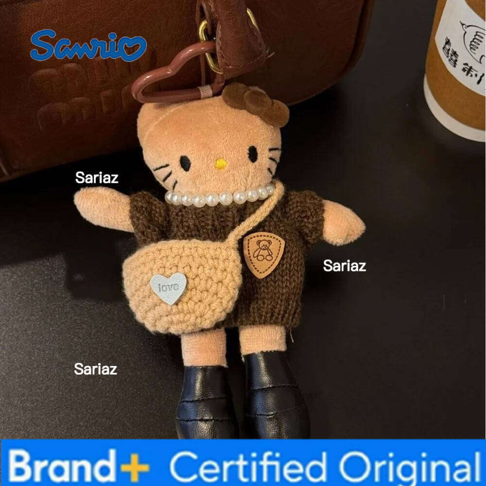 Sanrio Cute Long-legged Hello Kitty Plush Pendant Keychain Skirt Dress-up Baby Clothes Ins Style Doll Couple School Bag Decoration H260121