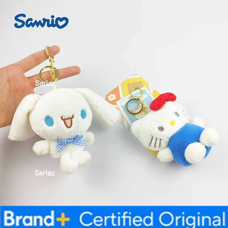 Sanrio 10CM HelloKitty Melody Cinnamoroll Kuromi Purin Plush Doll Keyrings Kawaii Plushie Keychains Toy Pendant Bag Accessories H2601211