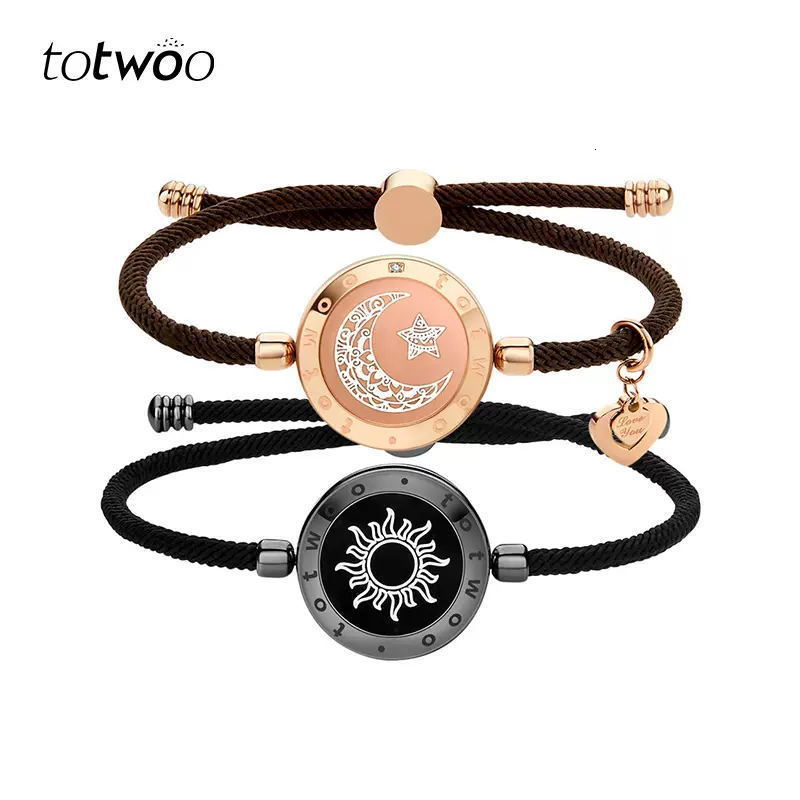 Totwoo Long Distance touch Light up Vibrate Bracelets for Couples Long Distance Relationship Gifts Smart Sun Moon Love Bracelet241224bj