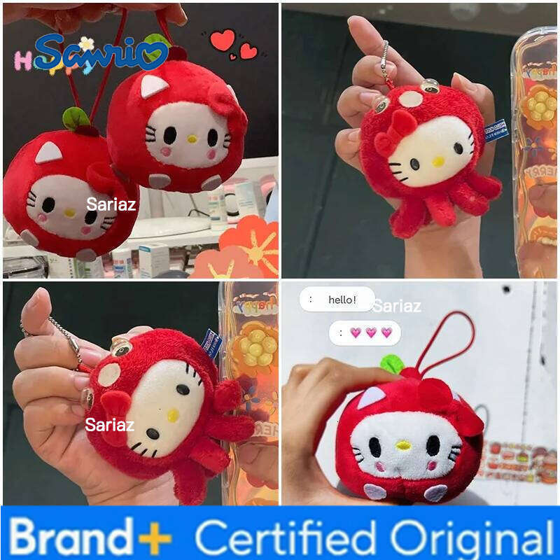 Sanrio Keychain Navid EVE Party Apple Kitty Mini Plush Hellokitty Backpack Pendant Cute Y2k Star Cat Girl Xmas Gifts H260121