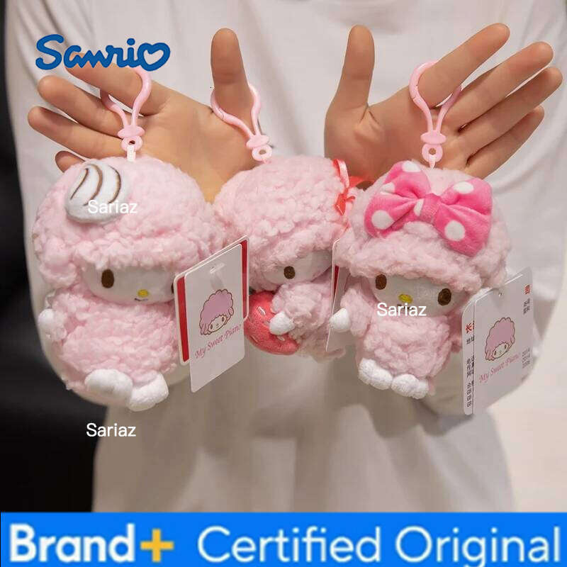 Sanrio Kawaii Pink Piano Sheep Plush Doll Keychain Coin Purse Sweet Girl Cute Backpack Pendant Keyring Decoration Holiday Gifts H260121