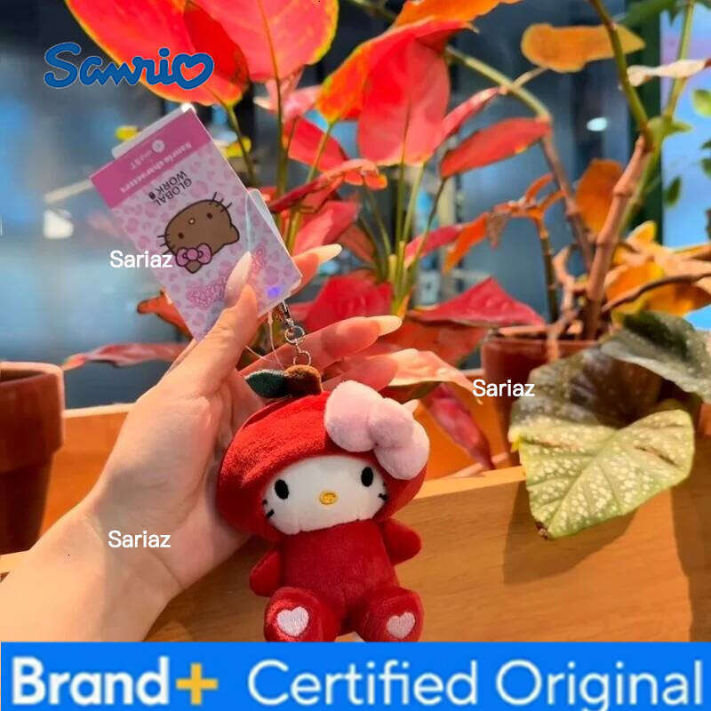 Sanrio NEW Fruit Headgear Hello pineapple dark skin Sunny Plush toys Keychains Cotton Kitty cat Bag Pendant Stuffed Accessories H2601211