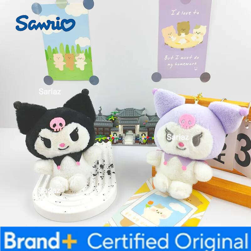 Sanrio 10CM HelloKitty Melody Cinnamoroll Kuromi Purin Plush Doll Keyrings Kawaii Plushie Keychains Toy Pendant Bag Accessories H260121