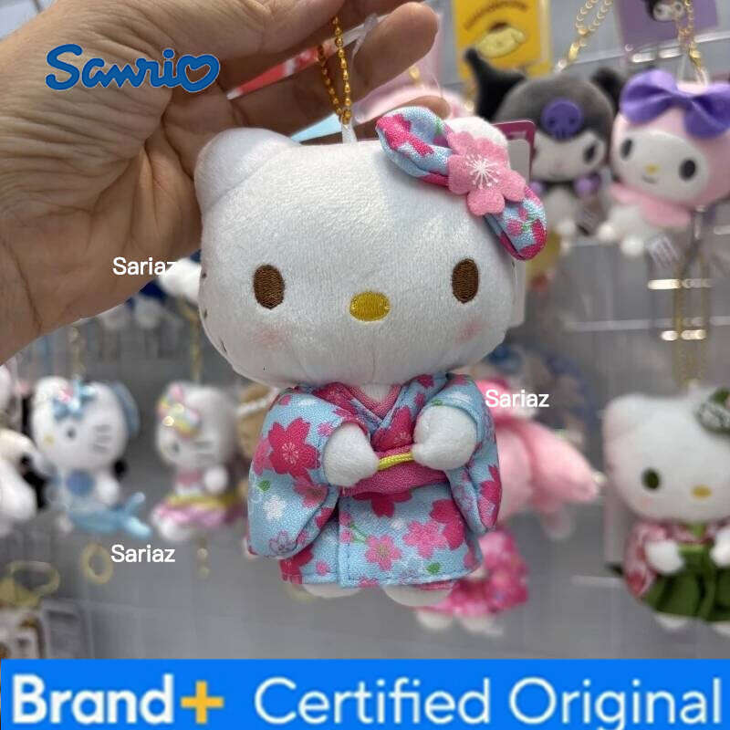 Sanrio Hello Kittysakura Water Blue Matcha Kimono Kitty Melody Backpack Pendant Plush Doll Ornament Trendy Toy Decoration Gift H260121