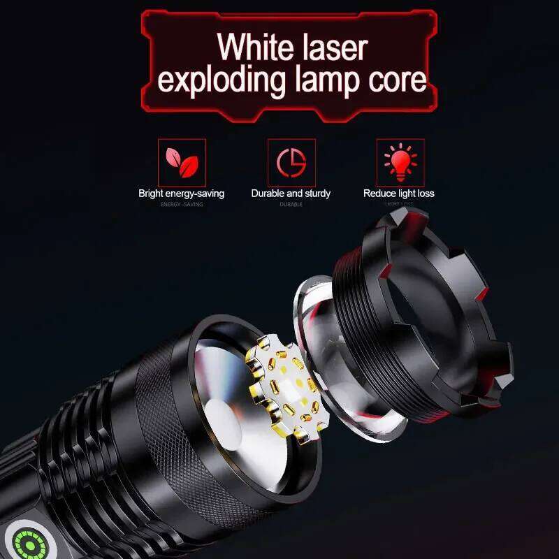LED Laser Flashlight Rechargeable Telescopic Zoom Tactical Torches Super Bright Camping Hiking Emergency Handheld Flash Light Z260121