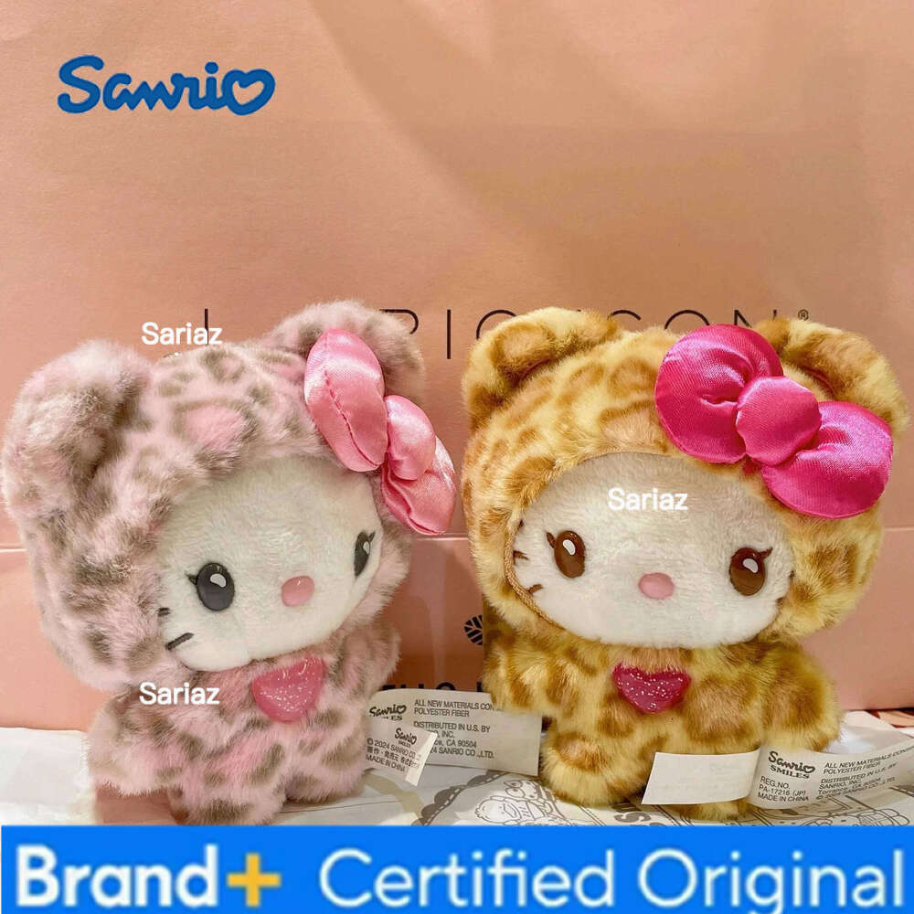 Sanrio Hello Kitty Latte Leopard Print Series Plush Keychain My Melody Kuromi Fluffy Doll Cinnamoroll Ornament Kids Gifts H260121