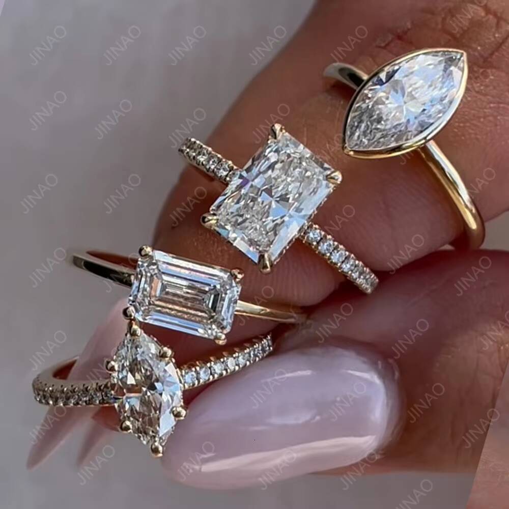 IGI Certificate Approved 14K Gold Woman Engagement CVD VVS DEF 3ct Emerald Cut Pear Cut Lab Grown Diamond Ring Custom