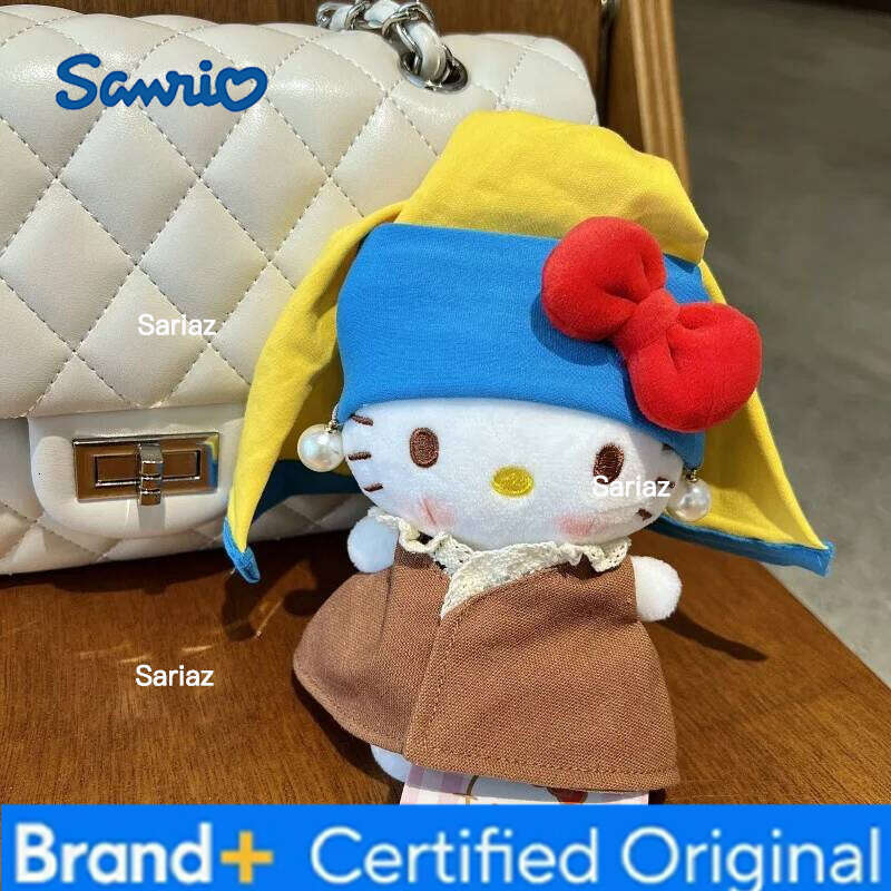 Sanrio Yellow Themed Series HelloKitty Keychain Holding Bouquetfull of Spring Kitty DIY Bag Plush Doll Pendant Girls Gift H260121