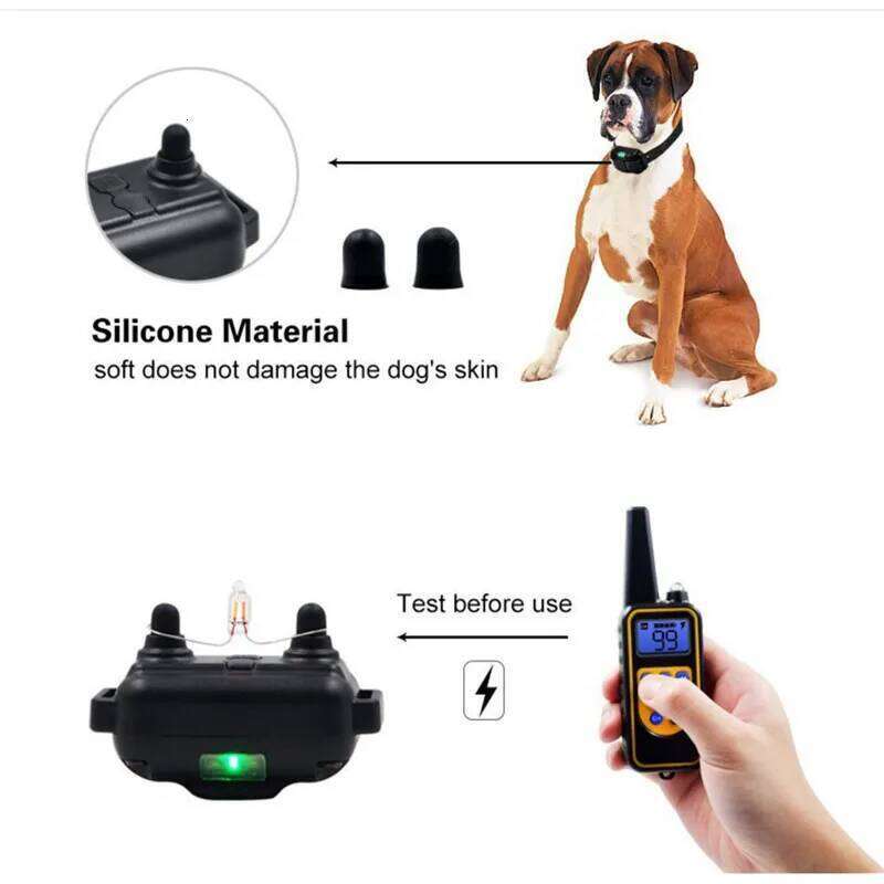 800m Dog Training Collar Waterproof Pet Remote Control Rechargeable Electric Anti-Bark with Shock Vibration Sound LCD Display 26W01121