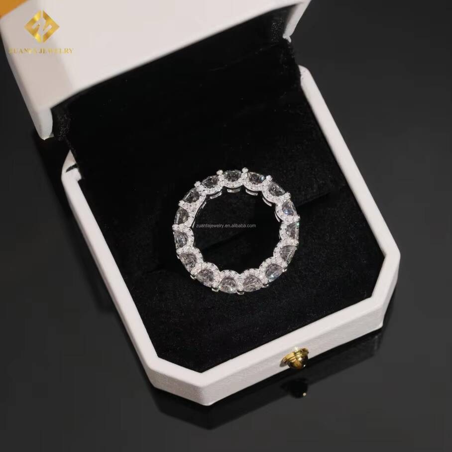 Bulk Stock New Arrivals Drop Shipping Luxury 925 Silver Unisex Iced Out 5mm VVS1 D Round Moissanite Eternity Band Ring With GRA