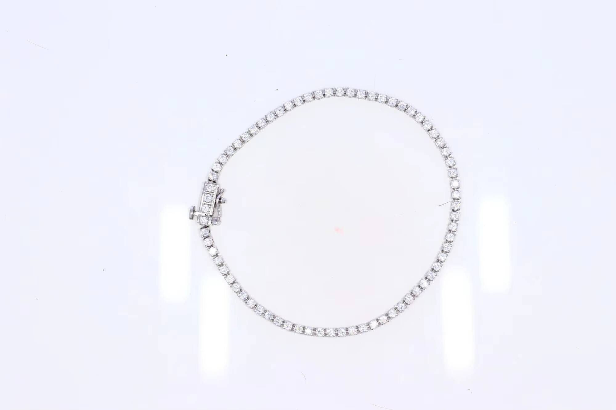 Wholesale OEM 100Ct Simple Diamond Refinement Round Lab Grown Tennis Bracelet in Sterling Silver Diamond Bracelets Bangles