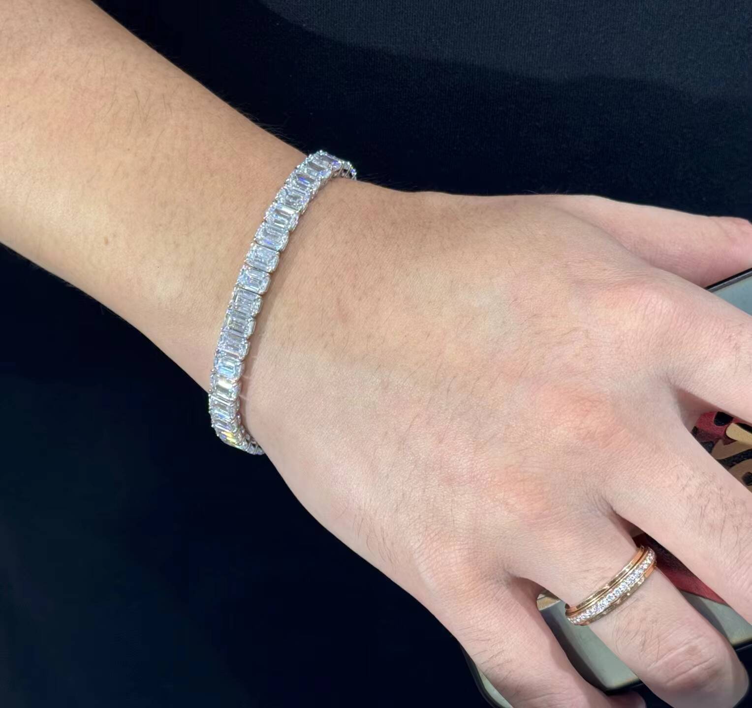Wholesale 18K White Gold Tennis Bracelet Emerald Brilliant Cut VVS 03ct 05Cct 1ct CVD HPHT Bracelet Lab Grown Diamond Bracelet
