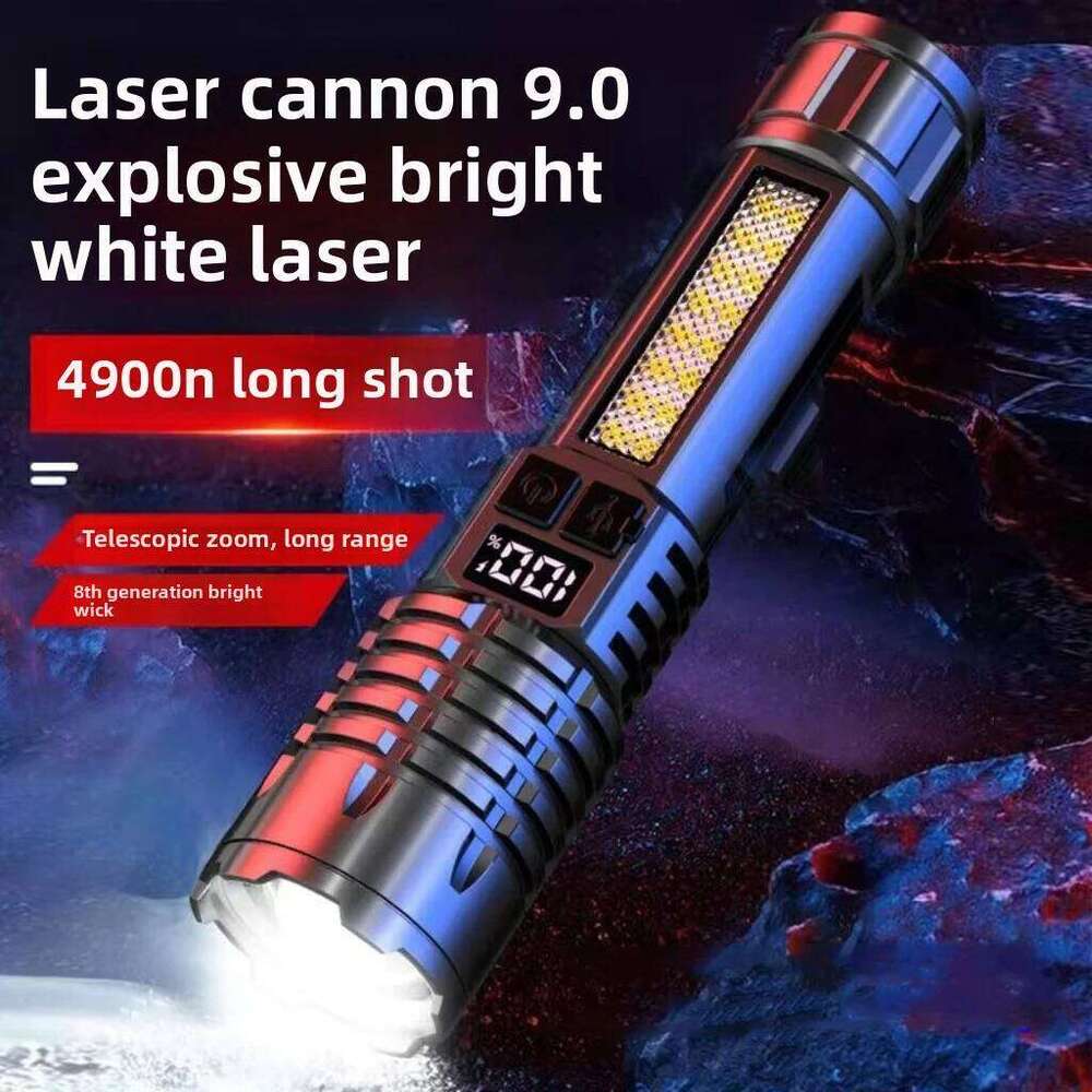 High Power LED Flashlight Portable Zoom Torch Type-C Rechargeable Waterproof Light with COB Side Lamp for Outdoor Camping Hiking Z260121