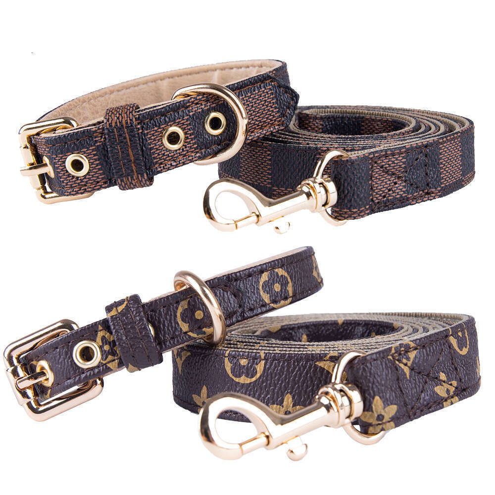 Pet Collars Fashion Casual Adjustable PU Leather Strap with Designer Letters Pattern for Dogs Cats Outdoor Home Use Decoration Toys and Carry Scenario