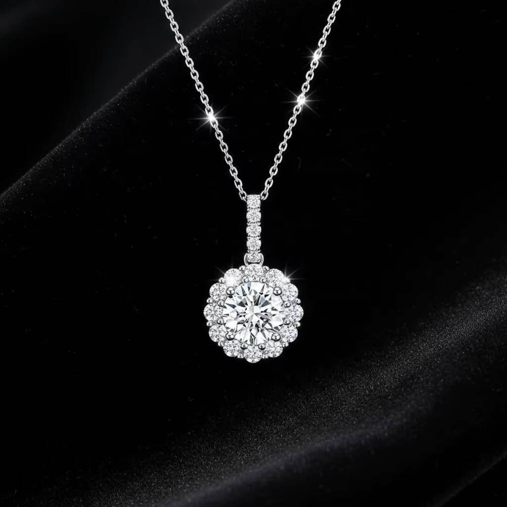 GRA Certified Moissanite Jewelry Custom 925 Sterling Silver Rhodium Plated Diamond Pendant Chain Necklace for Women Daily Wear
