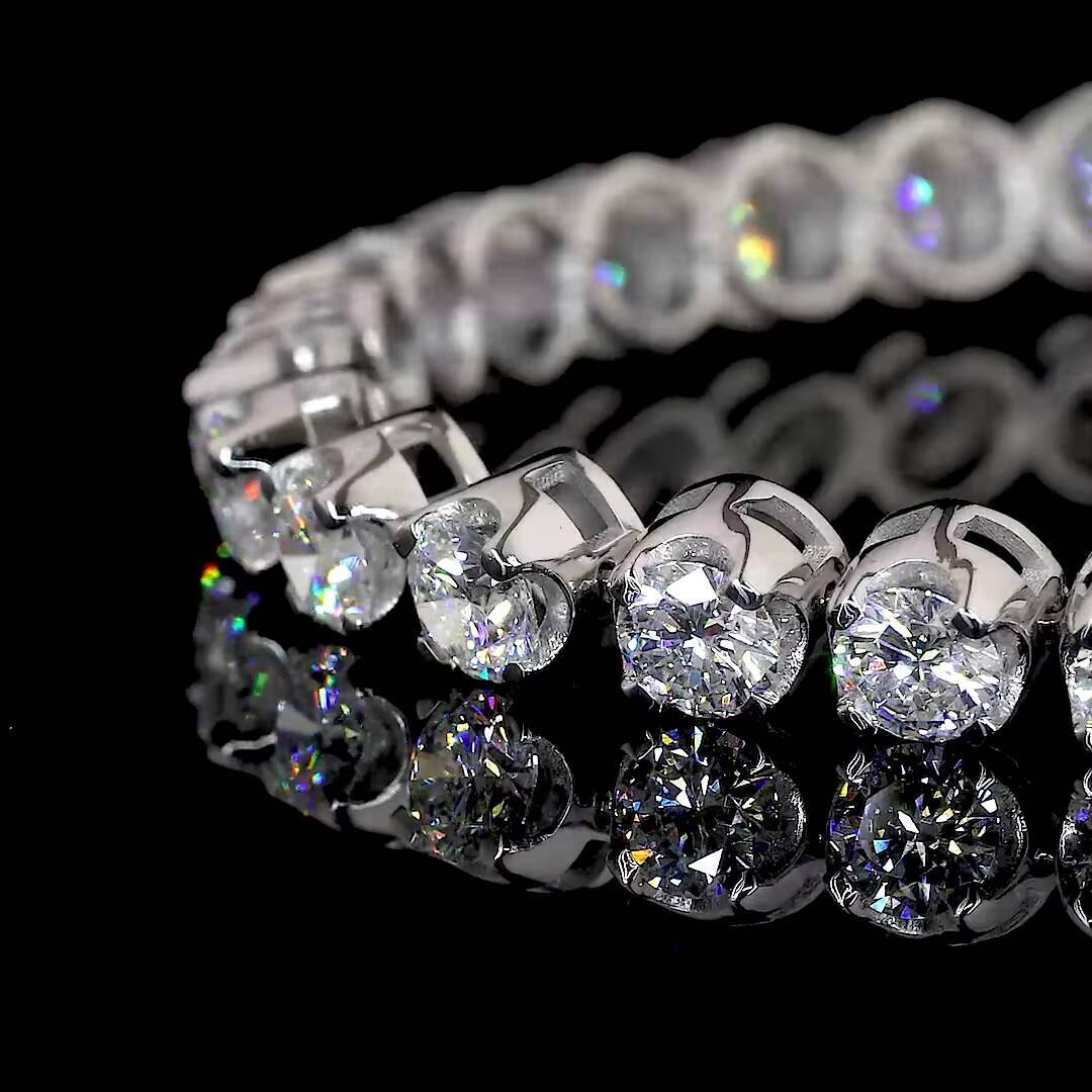 14K Gold Lab-Grown Round Diamond Tennis Bracelet Womens Brilliance