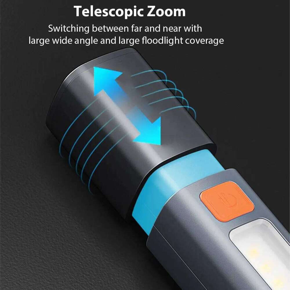 Strong Lighting ABS Flashlamp USB Charging Portable Outdoor Small Flashlight Camping Hanging Telescopic Focus COB Side Lamp Z260121