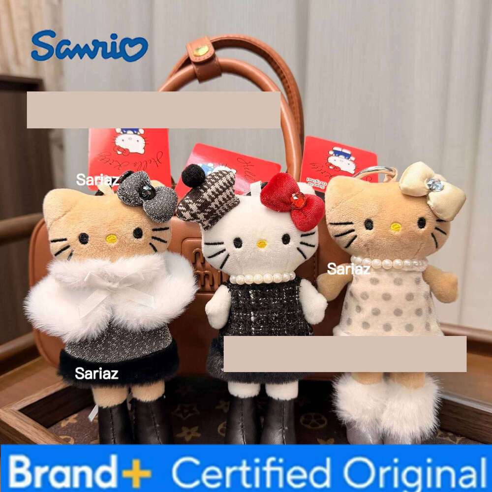 Sanrio NEW Cute Hello kitty Plush Keychains Winter Wrap Kitty cat Small Pendant Anime Plushie Doll Gift H260121