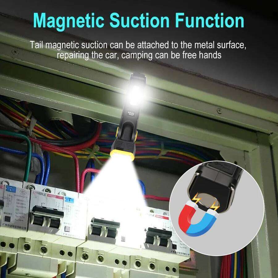 Multifunction LED Work Magnet,Clip,Hook Type C Rechargeable Flashlight with COB Side Light,90 Adjustable Head Light Z260121