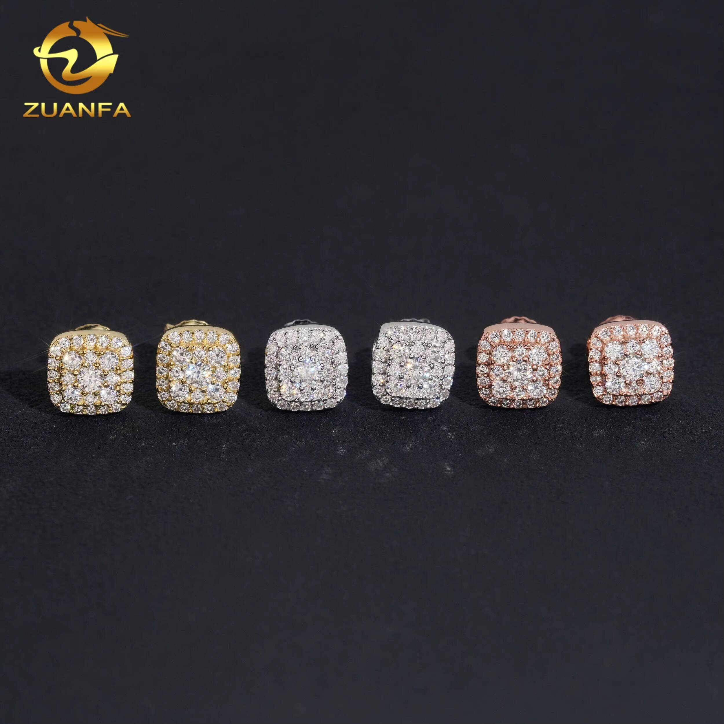 Wholesale Price 8mm Screw Back Ear Studs Hip Hop Jewelry VVS Moissanite 925 Silver Iced Out Classic Stud Earrings Pass Tester