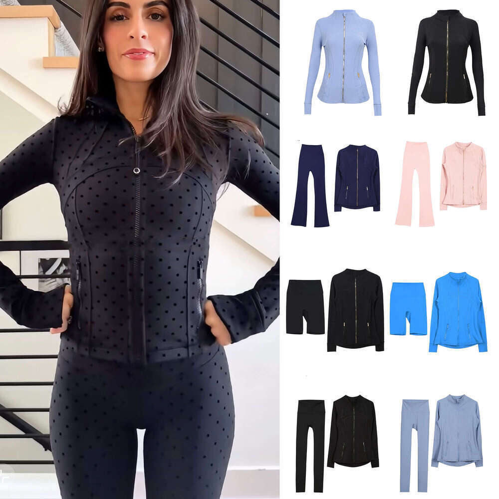 new Gym define sports polka dot Jackets women leggings shorts Yoga Workout Elastic Waist Fitness Activewear luluity lemonous men women sets jackets
