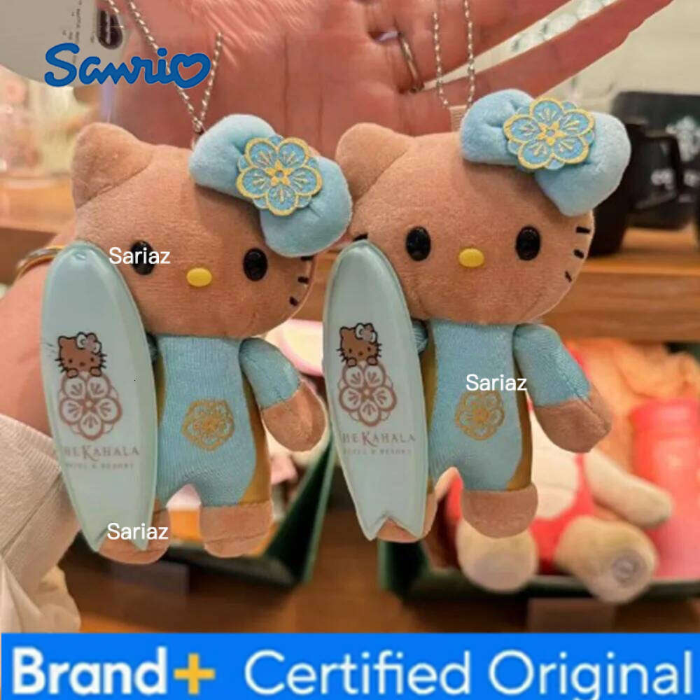 Sanrio Hawaii Limit Black Skin Edition Hello Doll Keychain Cartoon Kitty Cat Bag Pendant Accessories Keychains H260121