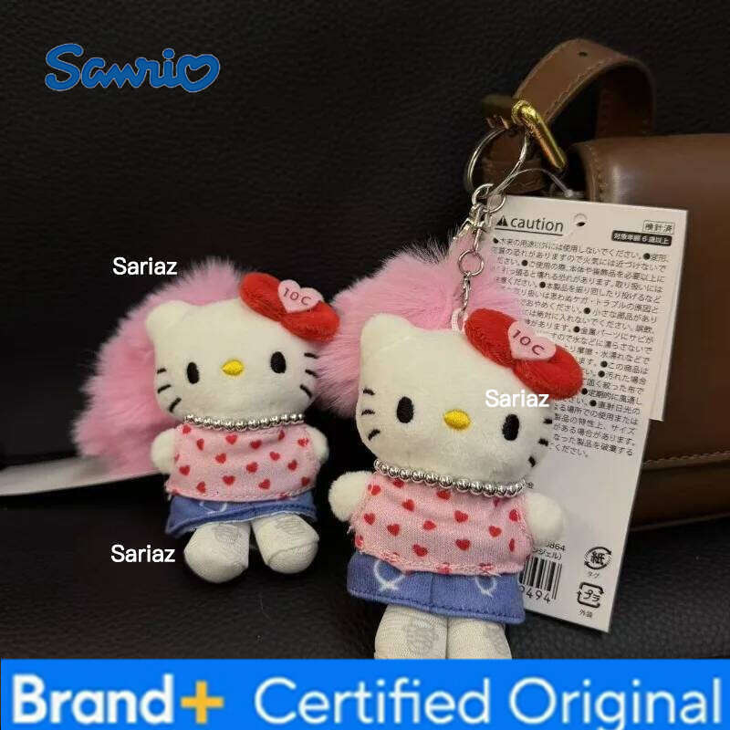 Sanrio Pink Leopard Print Bikini Dark Skin kitten Dolls Keychains Cartoon JK Uniform Kitty Plush Accessories Bag Pendant H260121