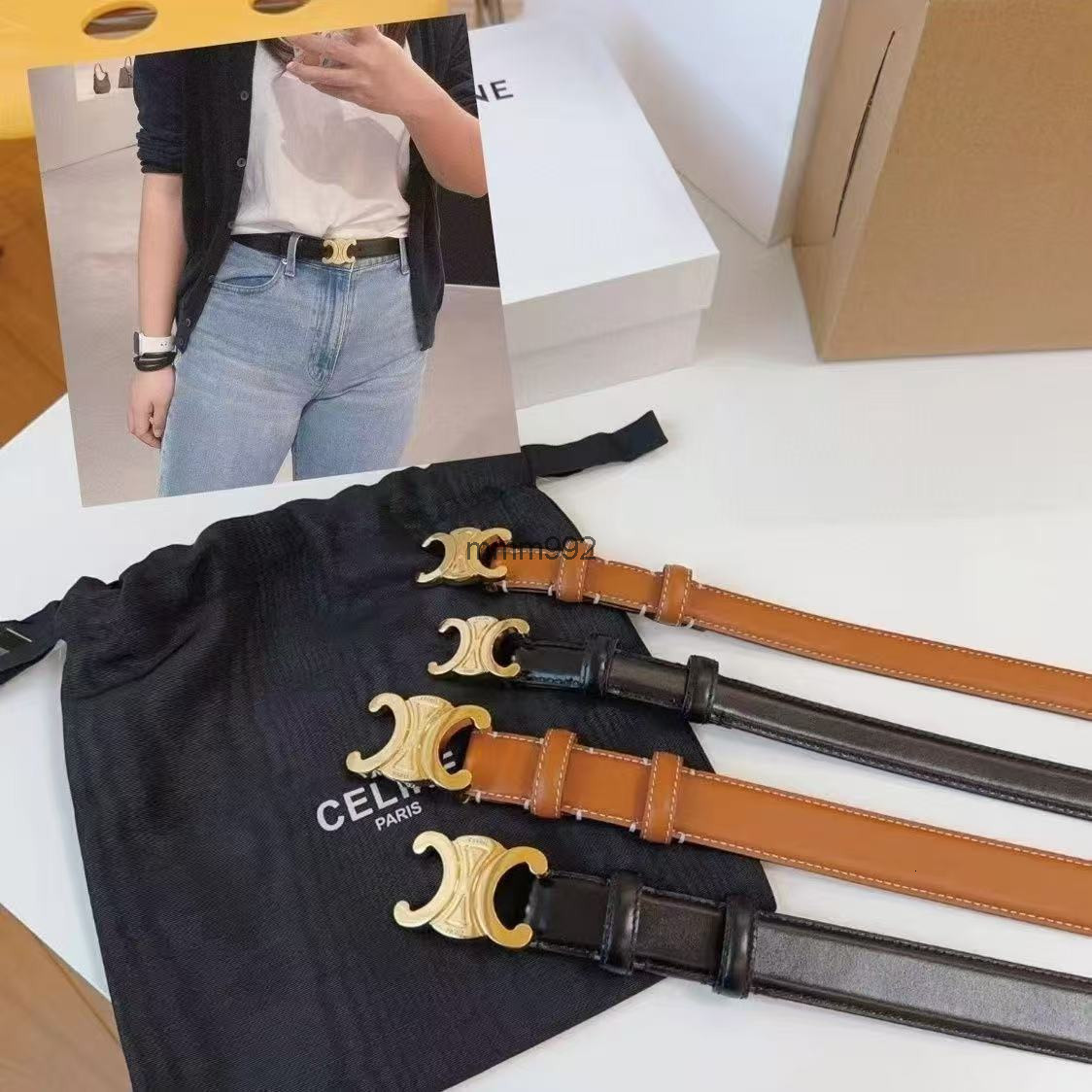 belt triomph designer for womens fashion genuine leather celinelys casual waistband gold smooth buckle width high quality real leath celinebelts 3KJR