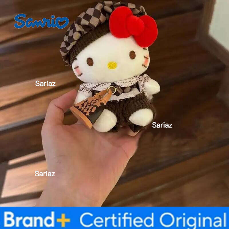 Sanrio Hellokitty Retro Love Dress Up Kt Plush Doll Keychain Backpack Children Toy Car Pendant H260121