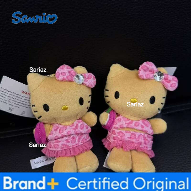 Sanrio Pink Leopard Print Bikini Dark Skin kitten Dolls Keychains Cartoon JK Uniform Kitty Plush Accessories Bag Pendant H260121