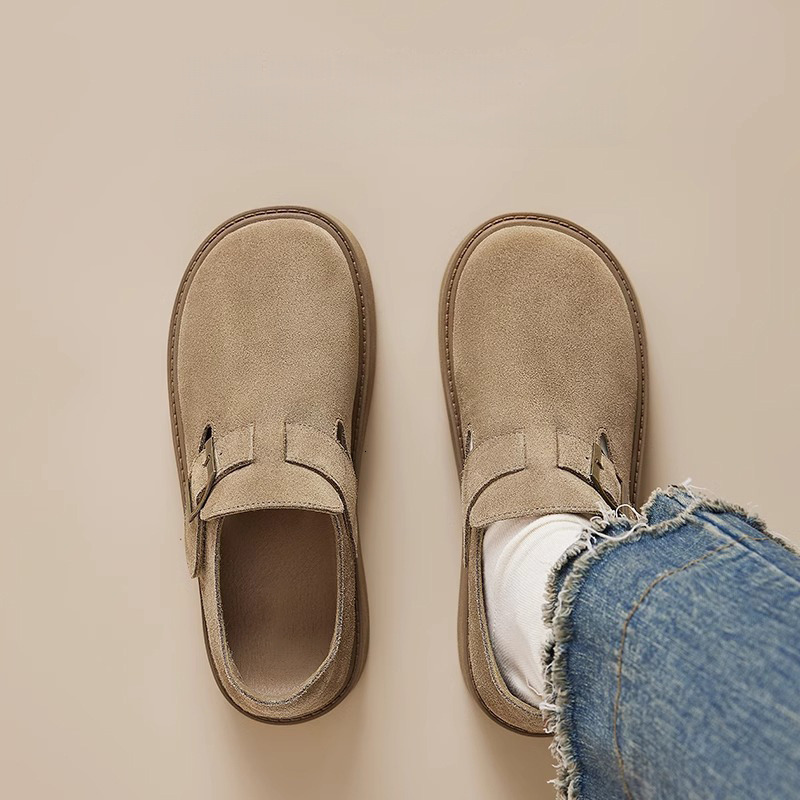 Birkenstock Style Old Money Suede Casual Mules Commuting Slip-On Leather Shoes Half Slippers for Women Outdoor Wear ddmythur