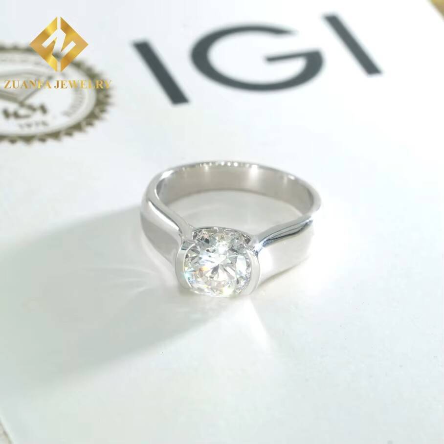 14K Solid Gold Brilliant Cut CVD Lab Grown Diamonds IGI Certificate 2carats Diamonds Engagement Rings