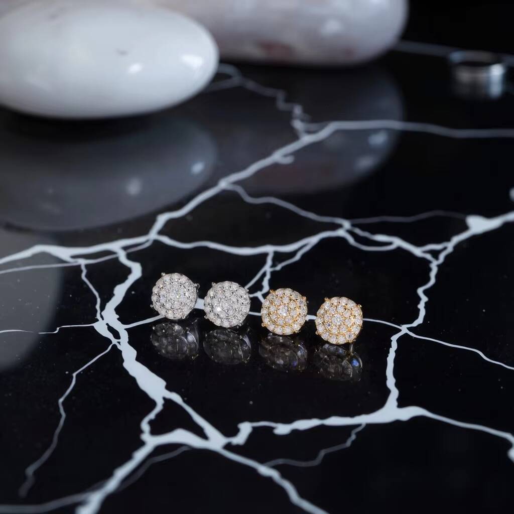 Fine Jewelry 10mm Moissanite Earring Rapper VVS Moissanite Iced Out Diamond Solid 925 Silver Stud Earrings for Women Men Party