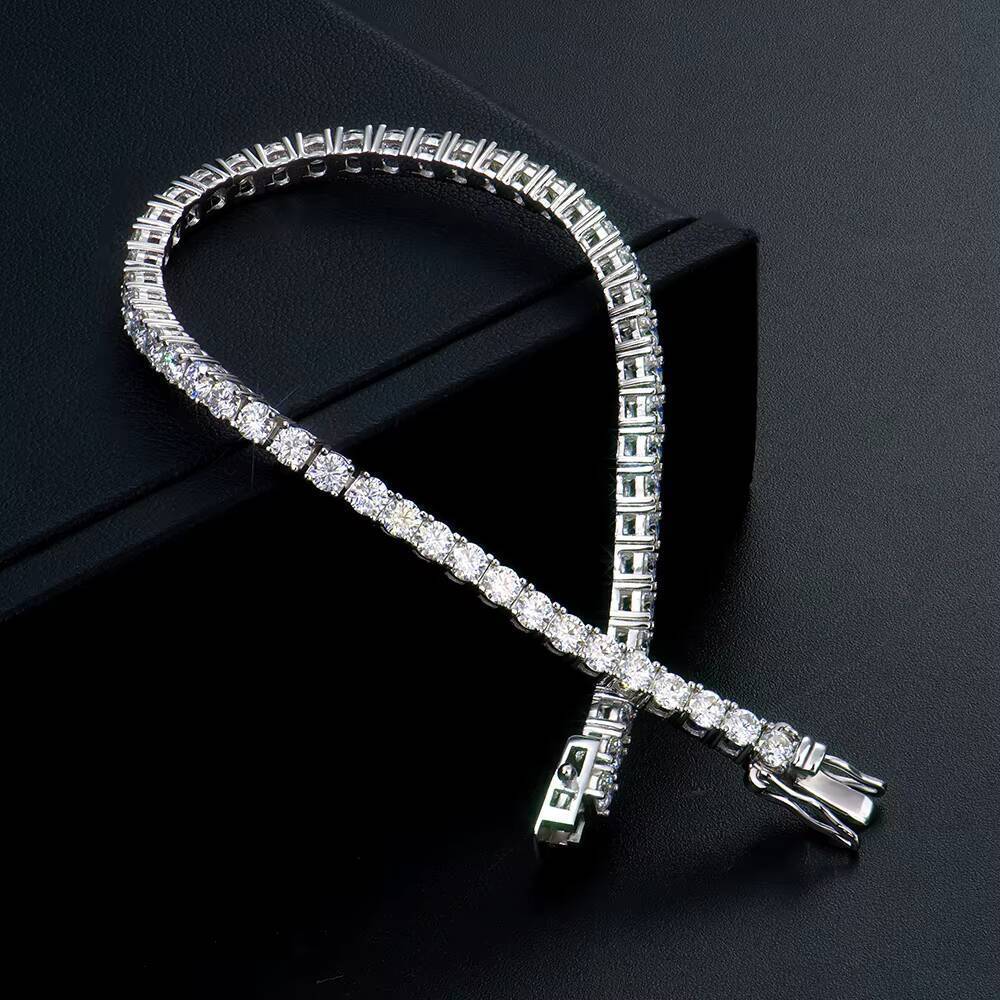 Wholesale 925 Sterling Silver Tennis Chain Bracelet Elegant 3mm Moissanite HipHop Jewelry Moissanite Tennis Chain for Men Women