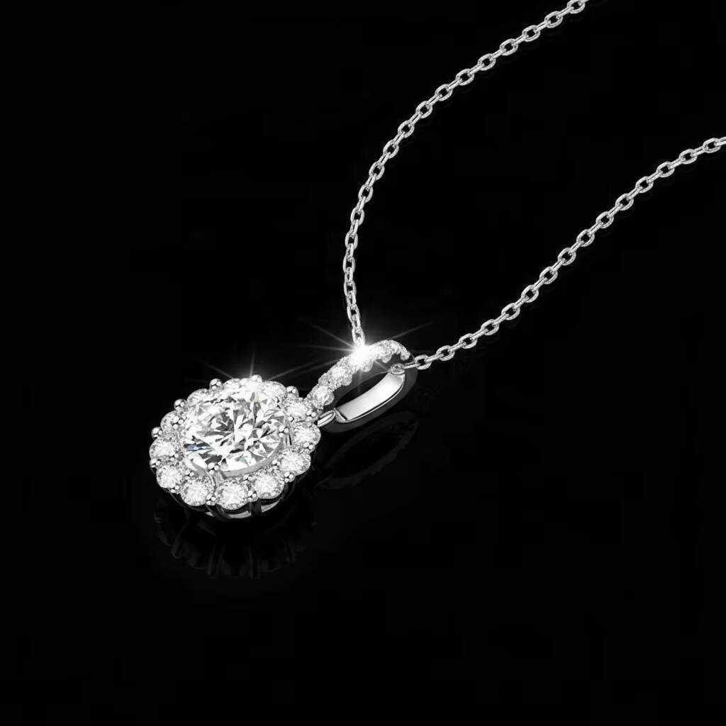 GRA Certified Moissanite Jewelry Custom 925 Sterling Silver Rhodium Plated Diamond Pendant Chain Necklace for Women Daily Wear