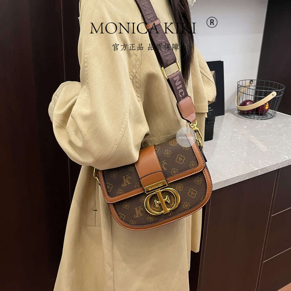 Monica kiki Free shipping Foreign Trade New Versatile Vintage Floral Texture Wide Strap Single Shoulder Crossbody Small Square Bag