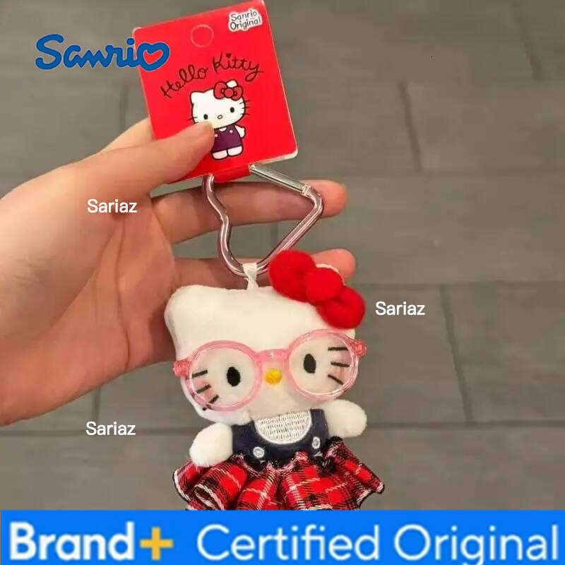Sanrio Plush Keychain Hello Kitty Kawaii Super Cute Glasses Doll Bag Pendant Cartoon Giving Christmas Gifts To Girls H26012111