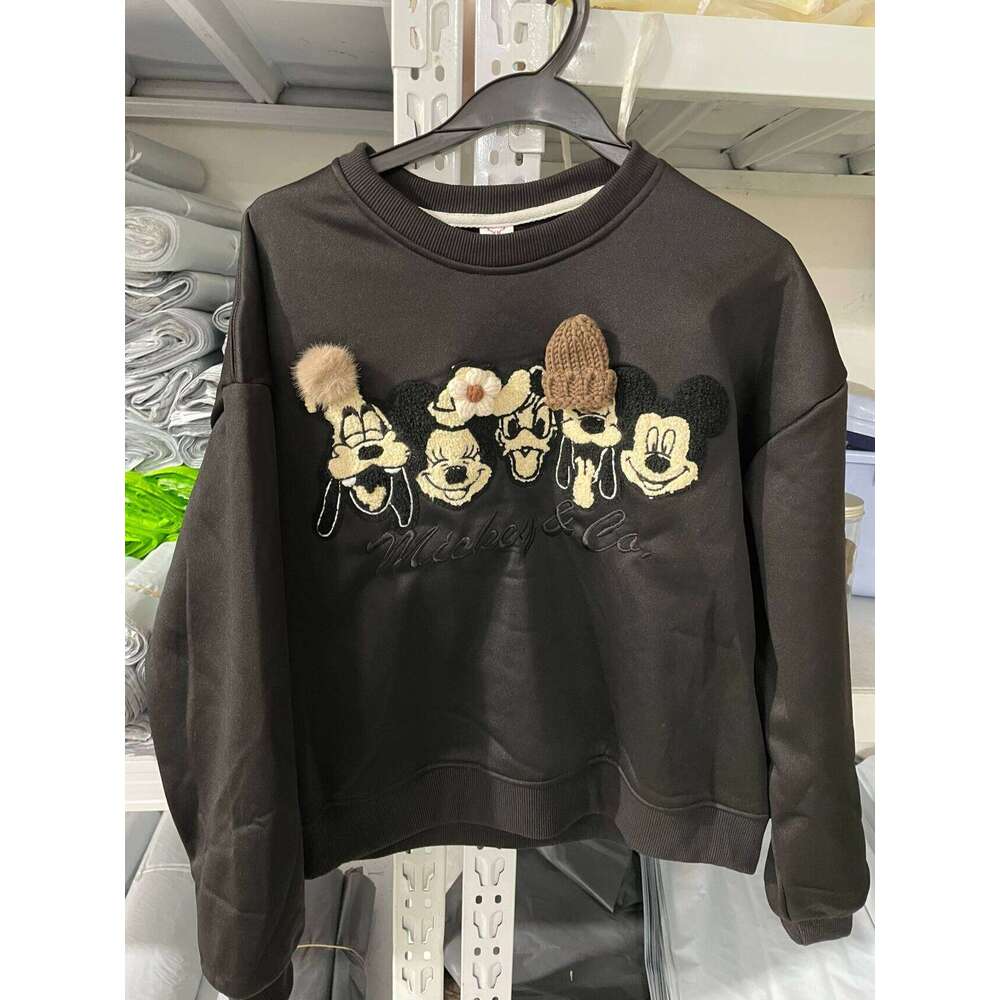 Disney New Clothes Mickey Embroidered Round Neck Pullover Women Design Fleece Sweatshirt Y2k Female Fashion Short Style Topsdis H251014