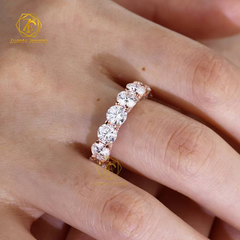 Customized Silver 18k Rose Gold Plated Womens LAB Cultivate Diamonds Ring 5mm CVD Diamond Eternity Wedding Bands Rind for Women