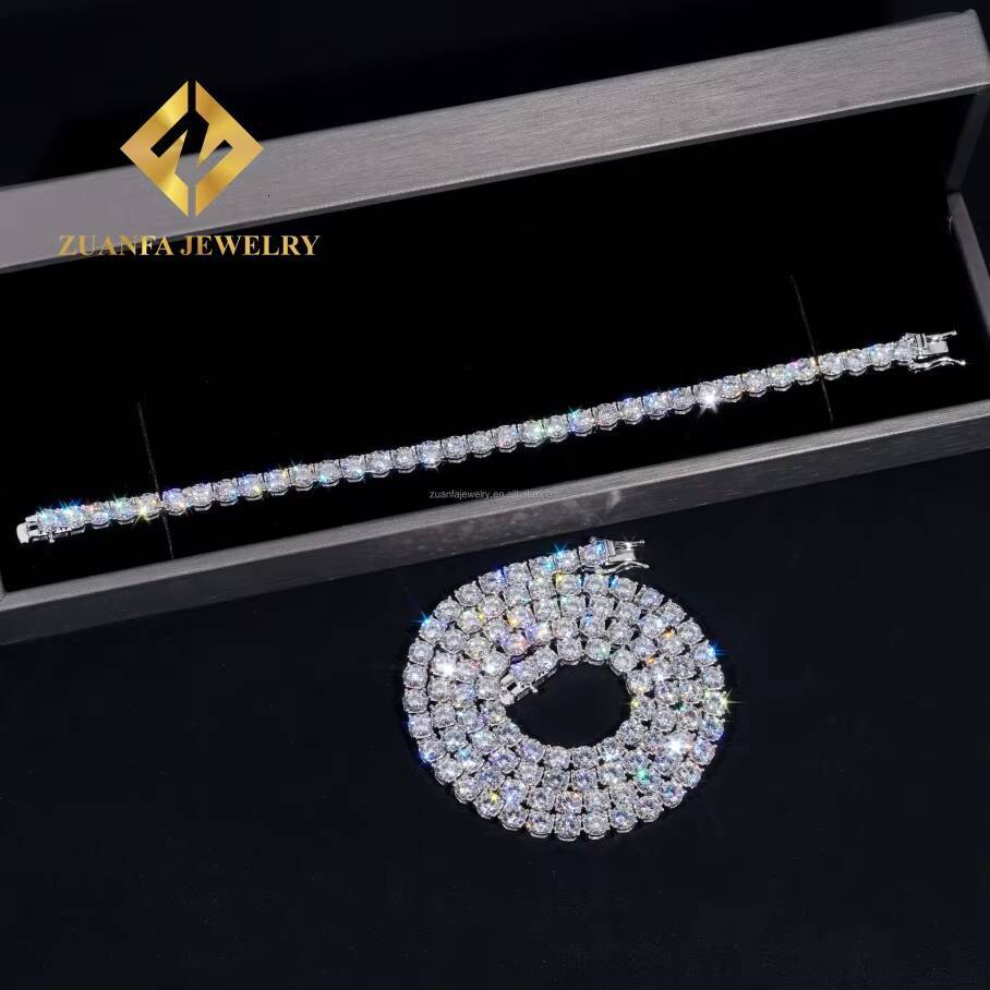 Dropshipping Men Women Popular Moissanite Bracelet 925 Silver 2MM to 65MM Hip Hop Moissanite Tennis Chain Bracelet