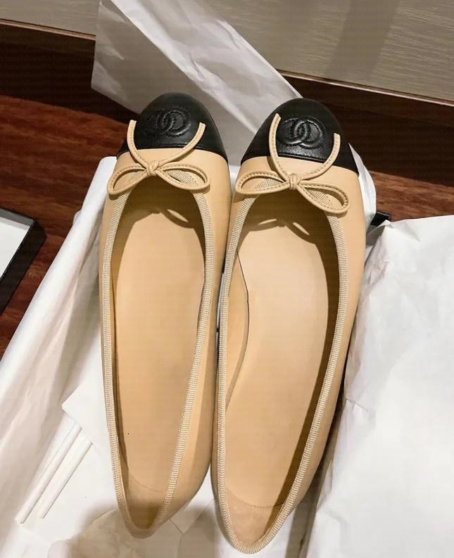 designer shoes Paris designer Black Ballet Flats Shoes Women Quilted Genuine Leather Slip on Ballerina Luxury Round Toe Ladies Dress Shoes HJ2G Slingbacks