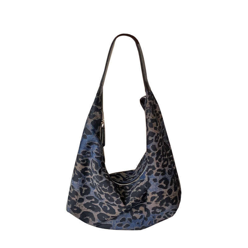 Luxury Shoulder Bags Totes Hobo Black Leopard Print Dumpling New Lazy Casual Denim Soft Niche Commuter Underarm Bag SENYY