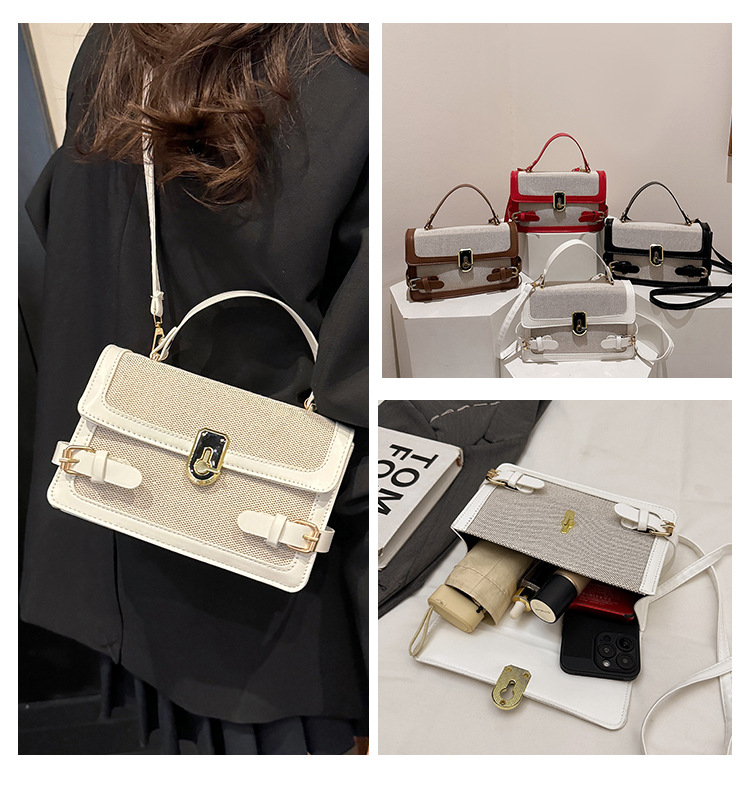 Fashion premium handbag for women, 2025 new model, color-matched patchwork small square bag, casual and simple crossbody bag 251103