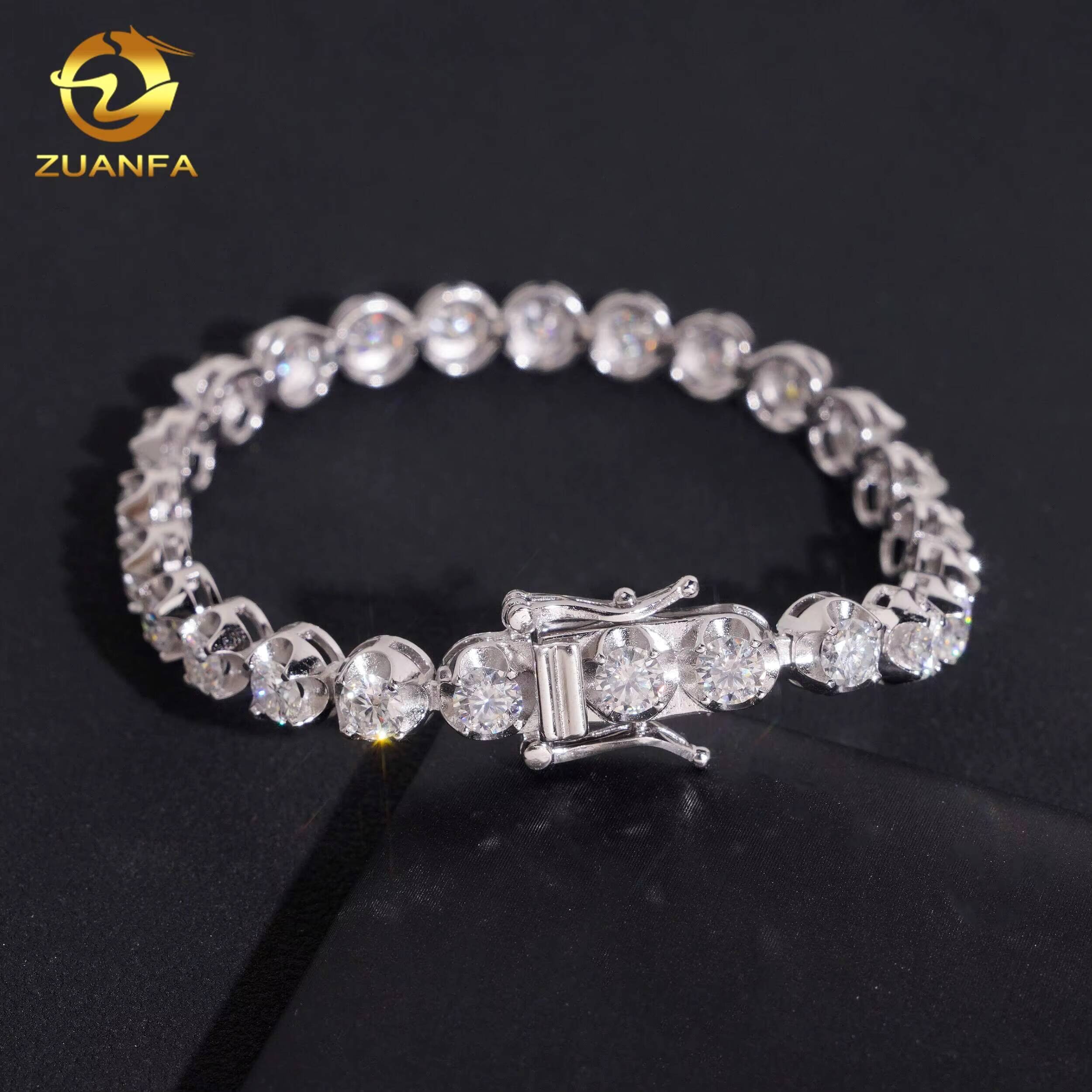 New Stock Special Prong 6mm Tennis Bracelet Hip Hop Jewelry 925 Silver Moissanite Tennis Bracelet Men Women Iced Out Bracelet