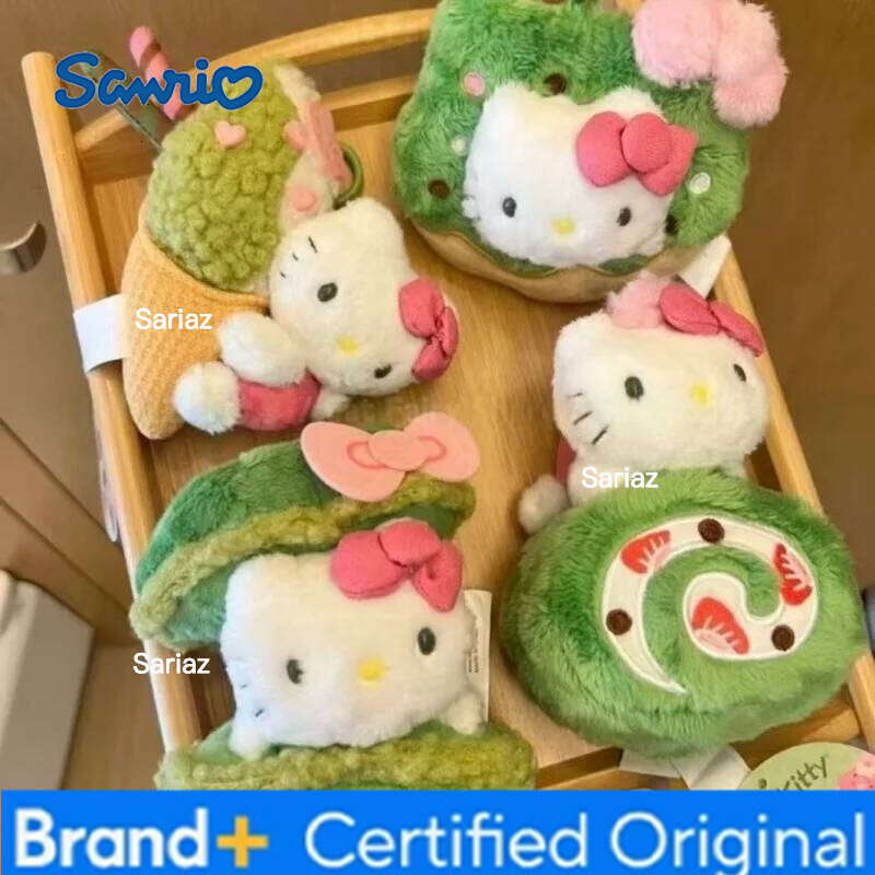 Sanrio NEW Matcha Ice Cream Series Hello Cartoon Creative Plush Toys Pendant Dessert Kitty cat bag Accessories Charm Gift H260121