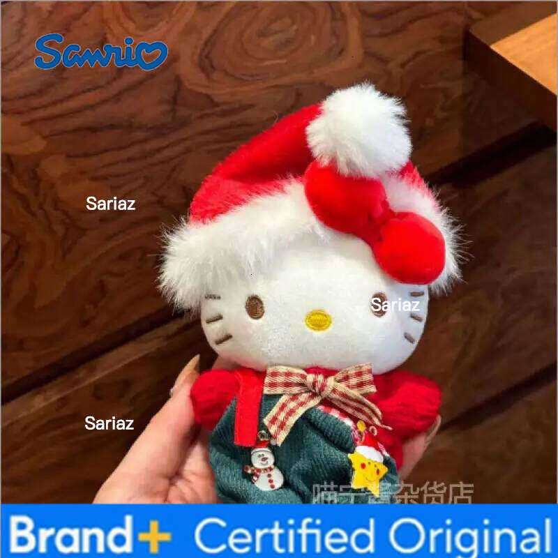 Sanrio 10cm Cute Cartoon Kawaii Christmas and New Year Series HelloKitty Plush Doll Keychain Bag Pendant Toy Gift H260121