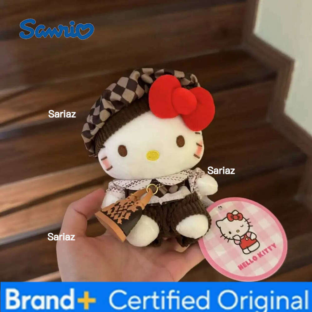 Sanrio Kawaii Hello Kitty Keychain Cartoon Toys Kt Cat Stuffed Plushies Key Ring Plush Pendant Give Holiday Gift H260121