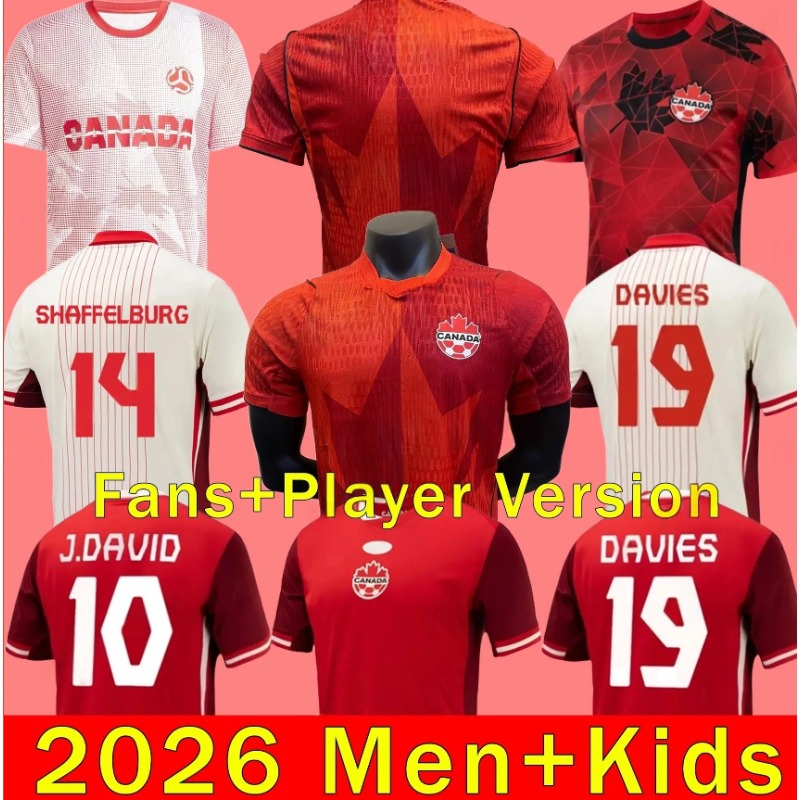 2026 Canada Soccer Jerseys J.DAVID MEN KIDS KIT WOMEN Uniforms national team DAVIES LARIN 24 25 UGBO CAVALLINI MILLAR EUSTAQUIO FRASER 2024 football shirt T home away