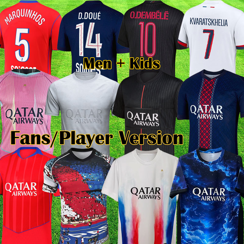 3XL 4XL Maillots 2025 5TH psges Soccer jerseys Fourth DEMBELE 2026 HAKIMI G RAMOS 25 26 4TH Maillots football KVARATSKHELIA men kids VITINHA kit uniforms enfants 999