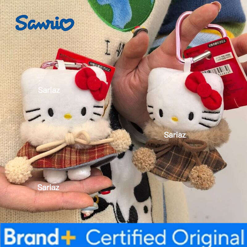 Sanrio Hello Kitty Keychain Backpack Cute Plush Doll Car Key Ring Decor Hanging Pendant Charms Girl Party Gifts H260121